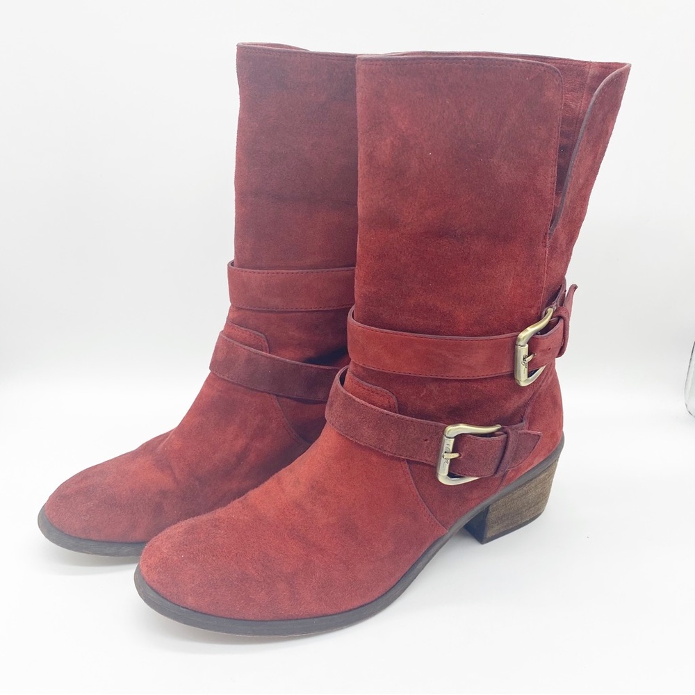 Donald J Pliner~Leather Dark Red Marl Western MIDI or Cuffed Boot 8.5 - Picture 4 of 8